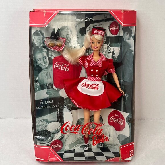 Coca-Cola 1999 Barbie Collector Edition Doll In Red Gingham Dress box damaged - Picture 1 of 8